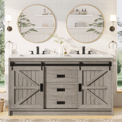 Chimira 2-Drawer 2-Door Manufactured Wood Double Sink Bathroom Vanity