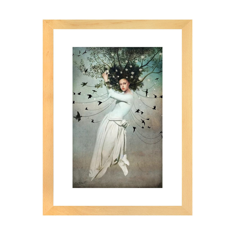 «Fly with Me» par Catrin Welz-Stein - impression d'art graphique, Toile avec cadre en bois beige, H 24 po x l 16 po x P 1 po