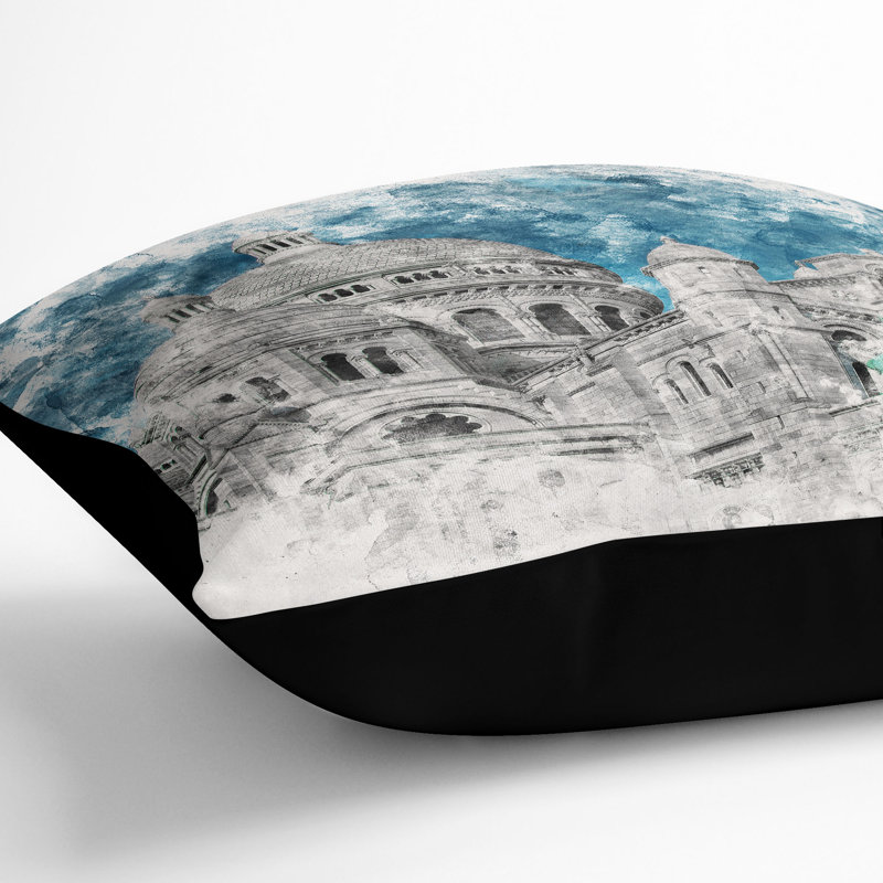 Sacre Coeur in Paris France Cushion with Filling, Black, 40cm H x 40cm W x 15cm D