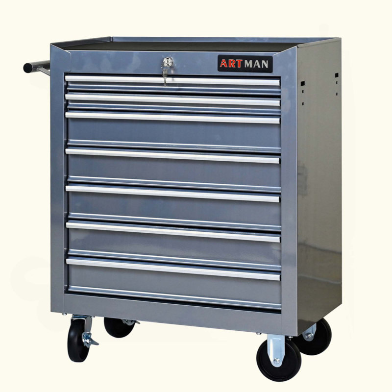 Chariot à outils multifonctionnel à 7 tiroirs avec roulettes - solution de rangement durable, verrouillable et mobile pour les ateliers