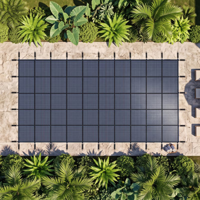 25x45FT Inground Pool Safety Cover, High Strength Mesh, Winter Protection, Secure Anchoring System, Blue