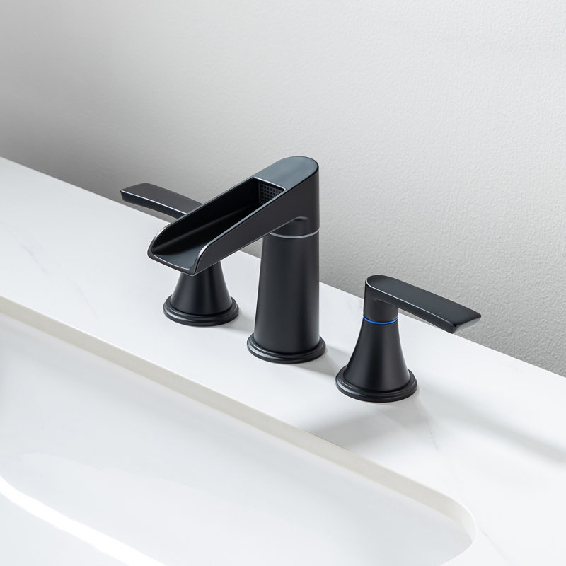 Widespread 2-handle Bathroom Faucet with Drain Assembly, Matte Black