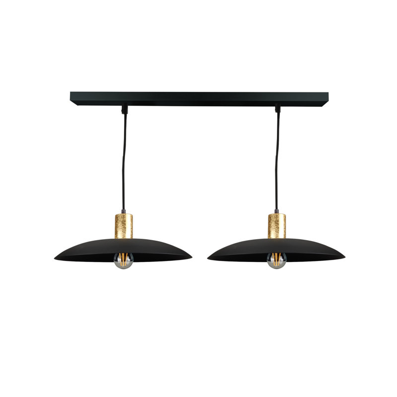 2 - Light Matte Black Dome Pendant, Black