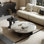 Eudice Round Nesting Coffee Table Set with Marble Top, Modern Coffee Table and Side Table for Living Room, 2-Piece Set with Storage Shelf