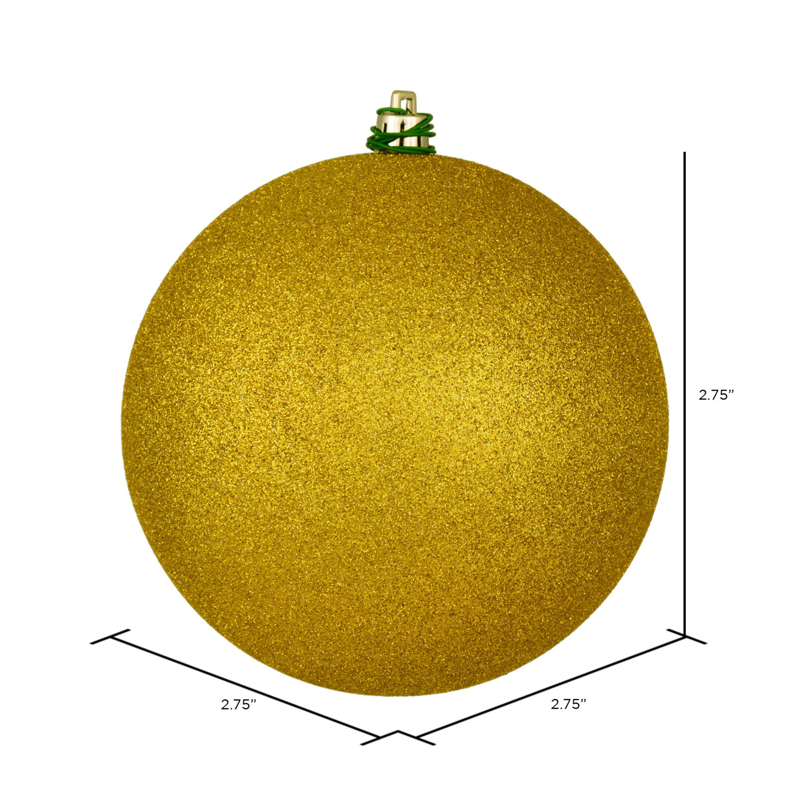 Holiday Décor Ball Ornament, 2.75" H x 2.75" W x 2.75" D, Medallion Gold Glitter
