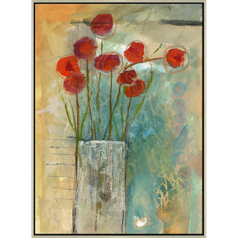 Coquelicots dans un vase par Jill Krasner, Cadre chromé