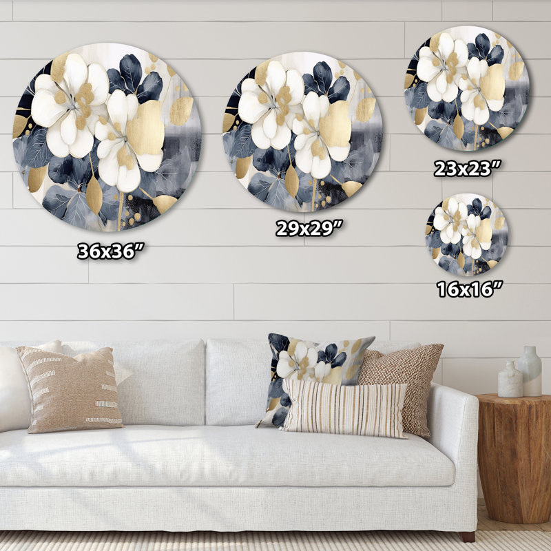 Matys - art floral rond en métal, H 29 po x l 29 po