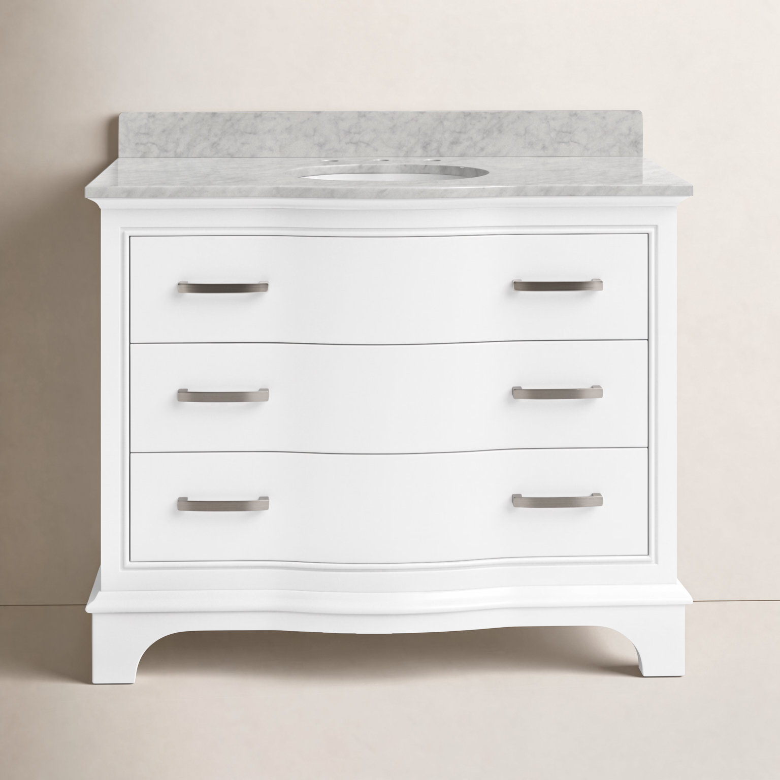 Goleta 42" Pine Single Bathroom Vanity, White/Brushed nickel