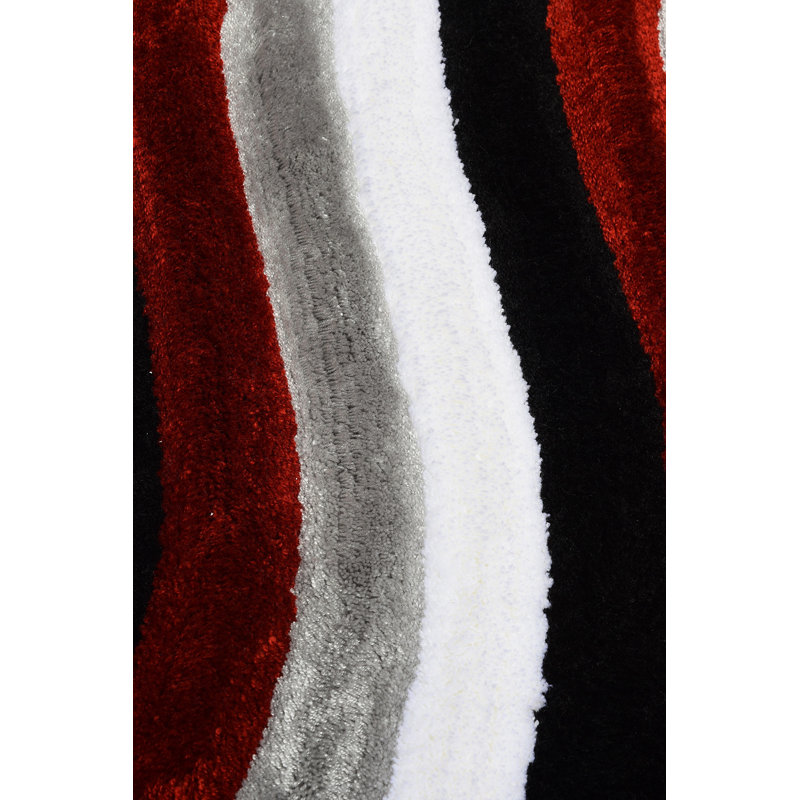 Tapis pour salle de bain Alacam, l 27,6 po x L 47,2 po, Rouge / Noir / Gris