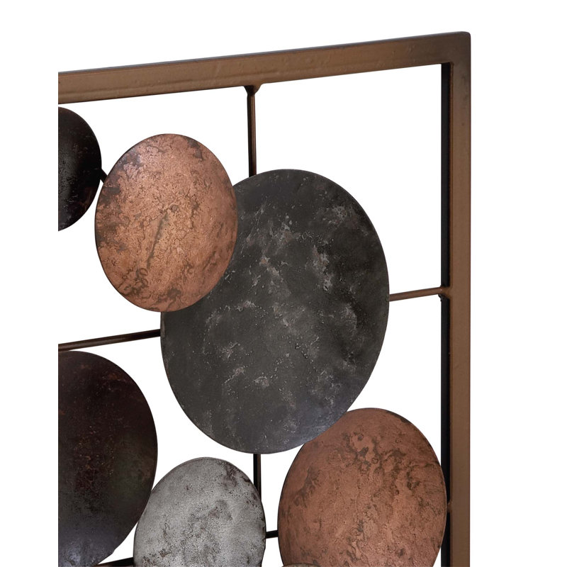 Décoration murale multicolore en métal à découpes géométriques rondes superposées, 2 assorties l 11 po, H 29 po