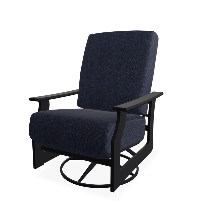 Chaise berçante pivotante en polymère St. Catherine, Noir, Spectre indigo Sunbrella®