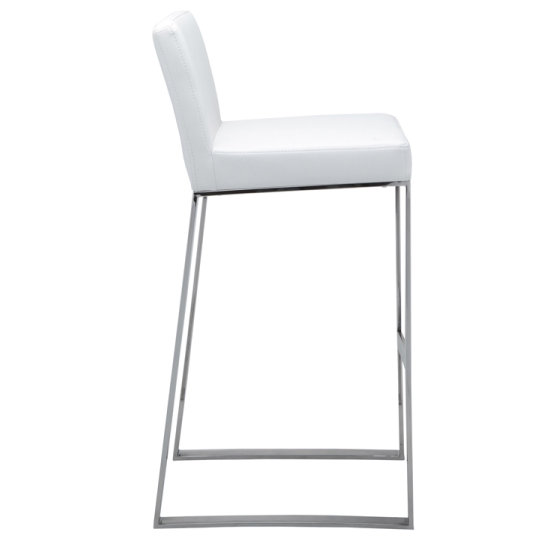 Bridlington Upholstered Stool with Metal Frame, White Faux Leather, Counter Stool (26" Seat Height)