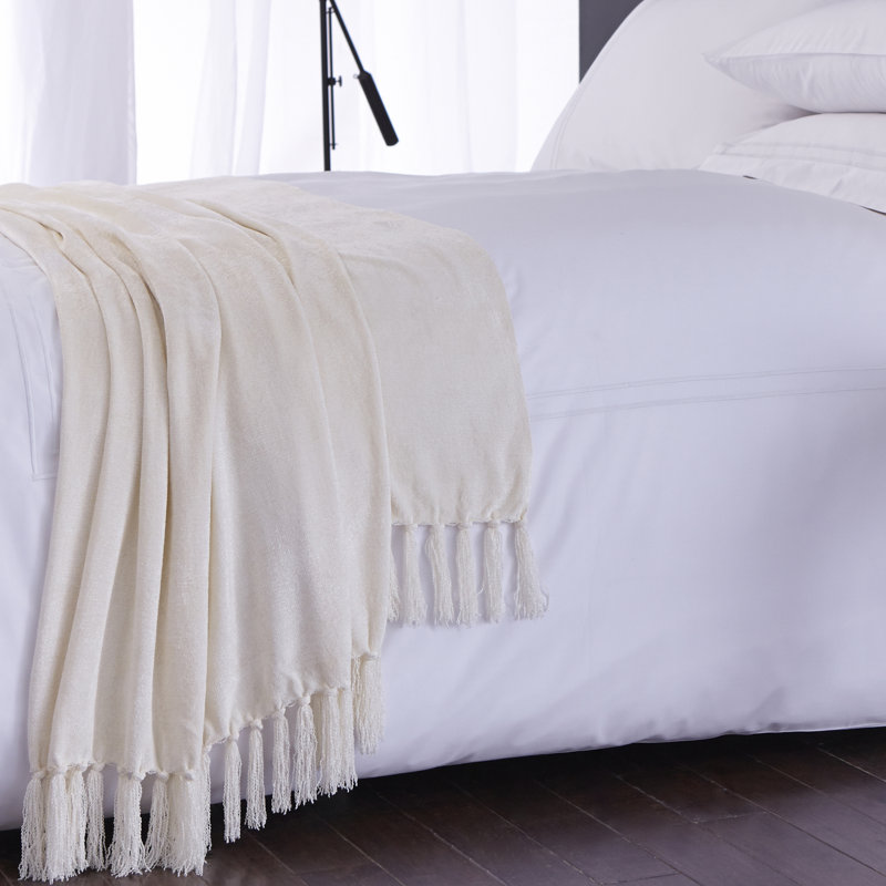 Nestor Hand Woven Throw Blanket, Ivory
