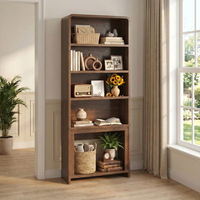 70" Bookcase with 5-Tier Open Bookshelf, Modern Storage Accent Bookshelf for Home, Office, Living Room, Brown. (Set of 2)