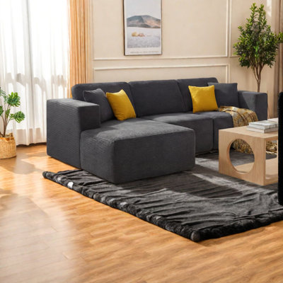 Compression Cloud Sectionals, Corduroy Deep Seat Modern Home Sofa