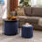 Functional Table In Dark Blue With Storage And Transportable End Multi-Purpose Movable Stool