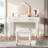 Modern Vanity Table Set With Touch Screen Lighted Mirror, Dressing Table And A Cushioned Stool