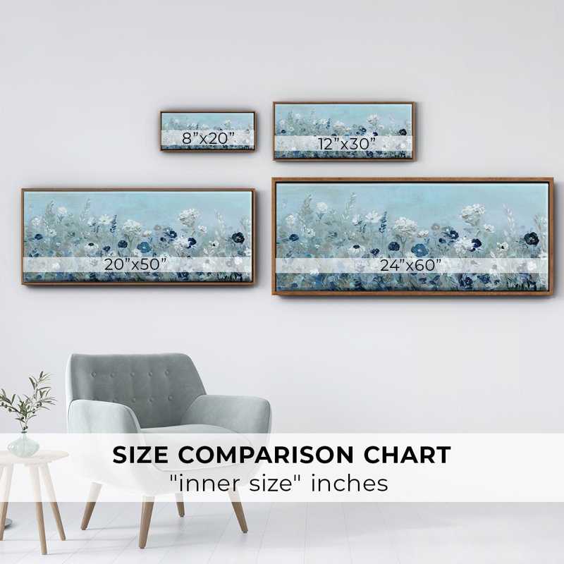 Teal Light Garden- Framed Canvas, 8" H x 20" W