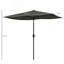 6. Parasol de marché rectangulaire pour terrasse 5 pi x 10 pi avec manivelle et bouton poussoir inclinable, gris foncé-1216710574