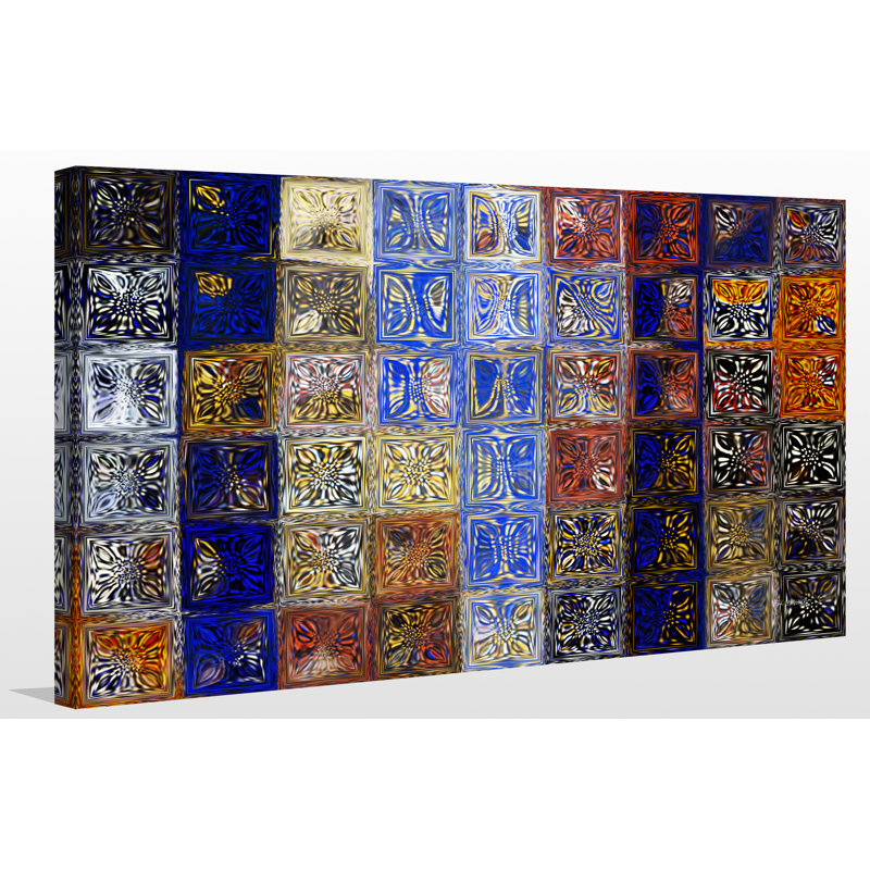 «Mosaic Tile Evening Landscape», reproduction d'impression sur toile, Toile tendue, H 36 po x l 60 po x P 1,5 po