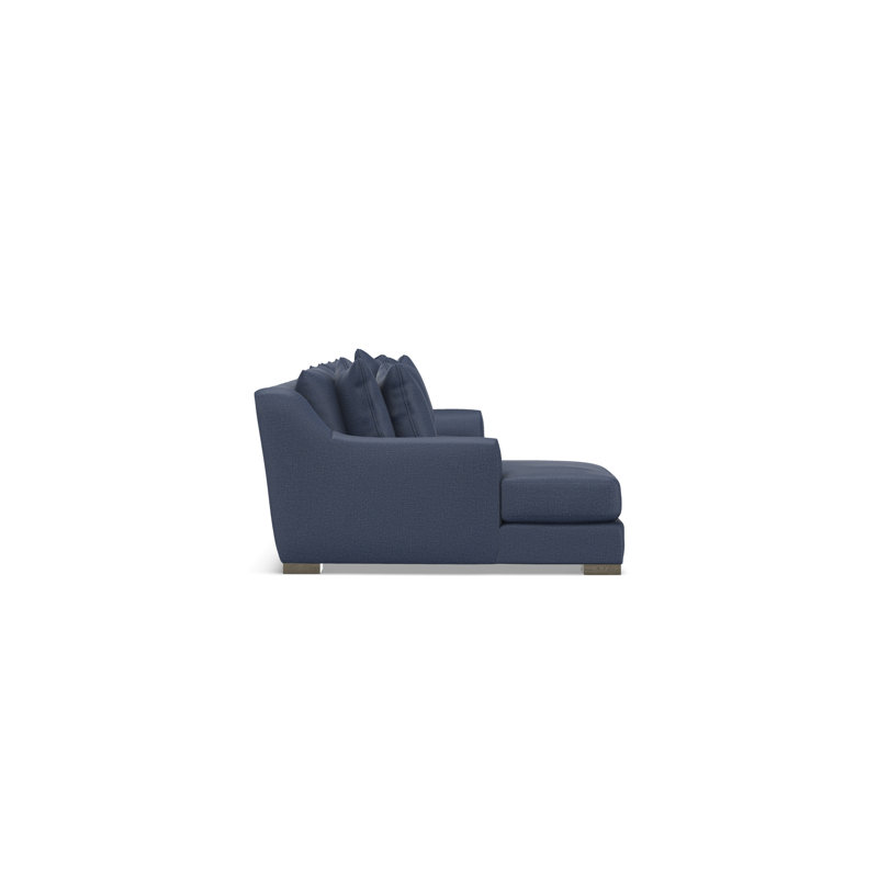 Chaise Sectional, Blue Polyester, Left Hand Facing, 35" H x  135" W x 63.5" D