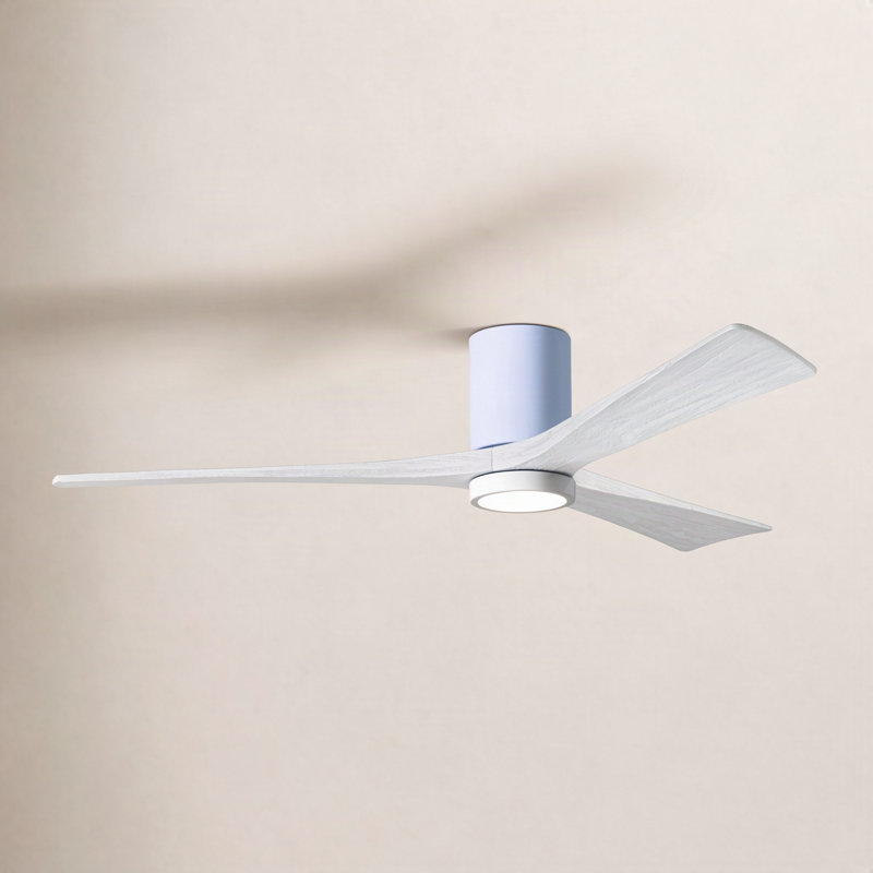 Olivier à 3 pales DEL standard avec ventilateur de plafond et ensemble d'éclairage inclus, Blanc brillant, 60", Blanc mat