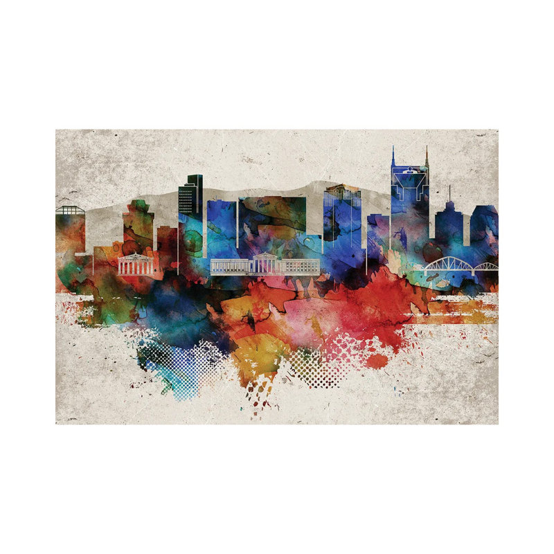 Nashville Abstract - Wrapped Canvas Print, 20.32cm H x 30.48cm W