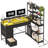 53'' L Shaped Corner Computer Desk with Drawers and Power Outlets, Gaming Desk with Storage Shelves and LED Light-2050298861