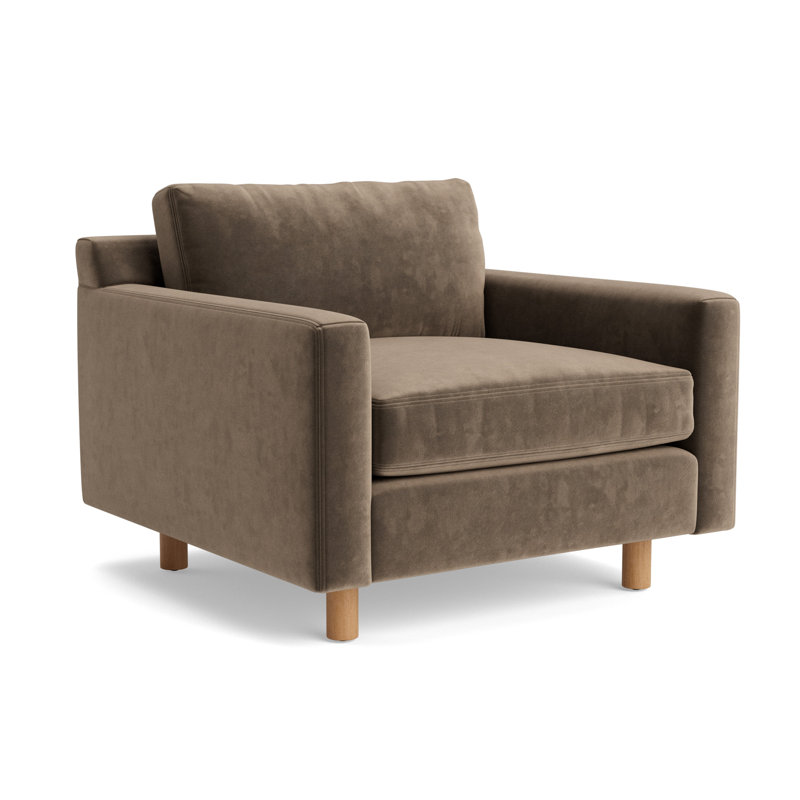 Hunter Chair No Welt, Performance Velvet - Otter, Natural