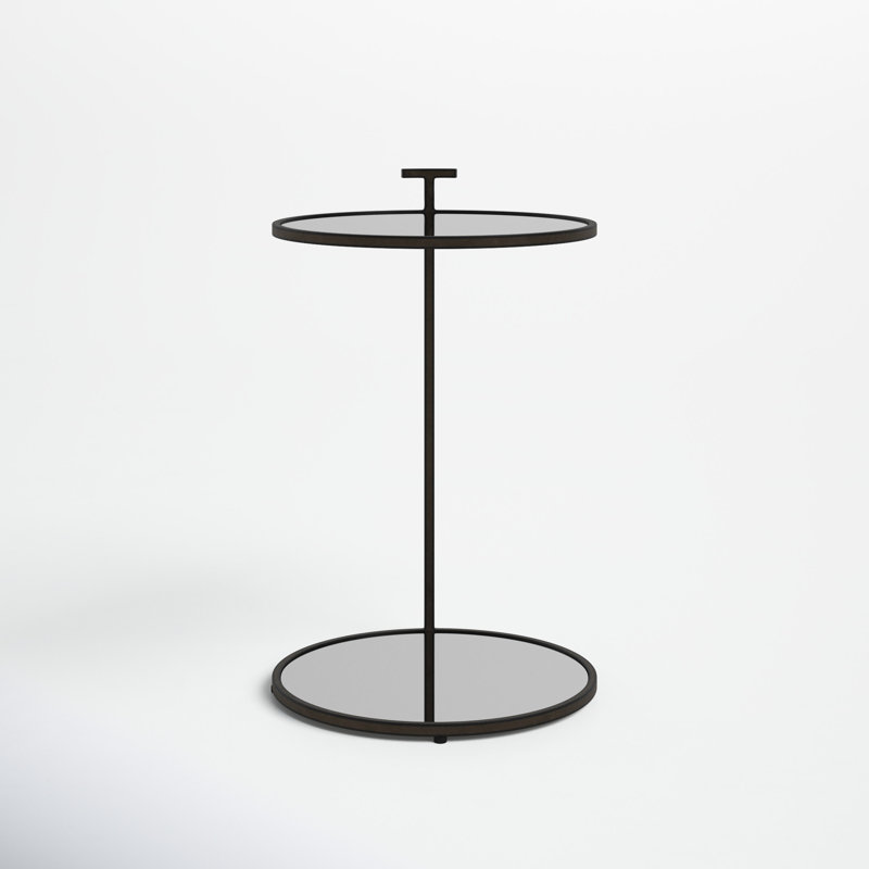 Erma Glass C Table End Table with Storage, Bronze
