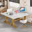 63 Inch Modern Executive Desk With Faux Marble Top And Stylish Gold X-Legs, Ideal For Home Office And Professional Workspaces