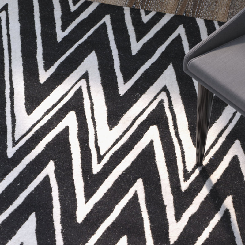 Tapis à chevrons en laine touffeté à la main Sanyla, Rectangle 2 pi x 3 pi