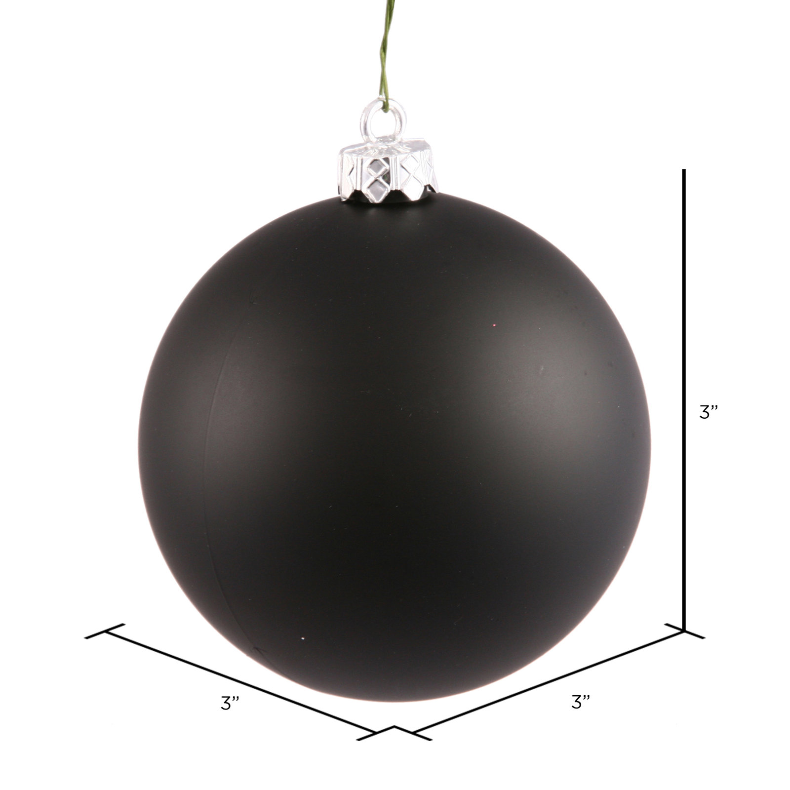 Shatterproof Bauble, Black, 3" H x 3" W x 3" D
