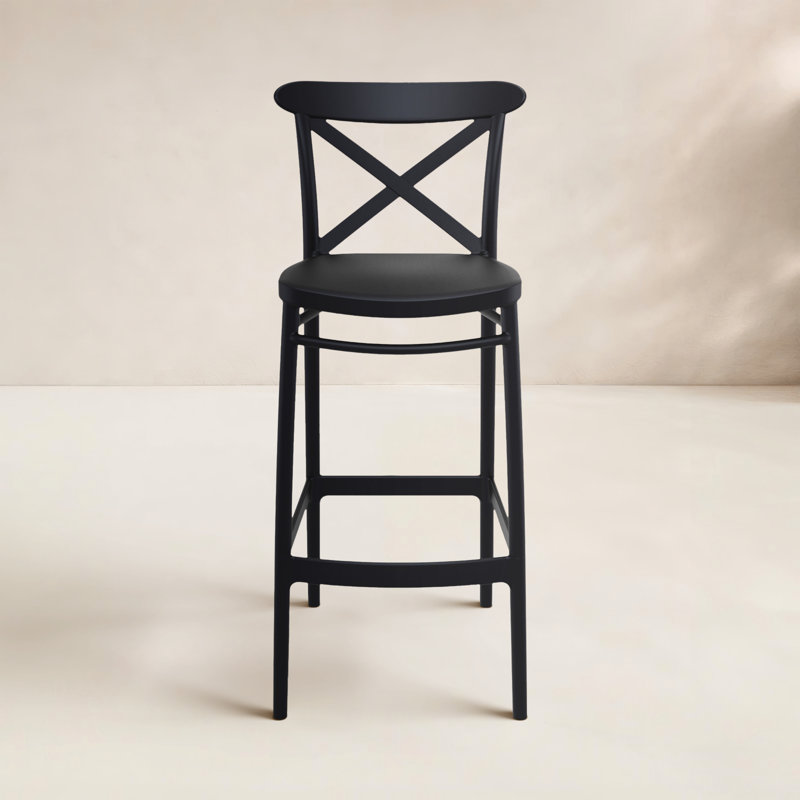 Tabouret Bijou, Noir, Tabouret de comptoir (siège d'une hauteur de 25,6