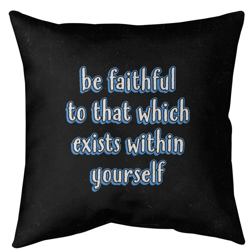 Coussin de sol be loyal to yourself, H 28 po x l 28 po, Bleu