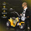 Moto pour enfant à 3 roues à batterie, PP / acier de couleur jaune, 28,25 L, capacité de 55 lb, tout-petit de 1 à 3 ans