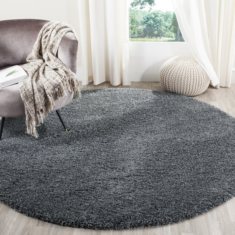 Vandoren Shag Performance Rug, Round 4', Dark Gray