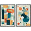 Multicolor Polygon Abstract Formes Art numérique Boho moderne coloré 2 pièces-98109537-98109538