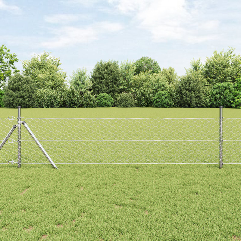 Hexagon Fence Galvanised Steel, Silver, 80cm H x 1000cm W