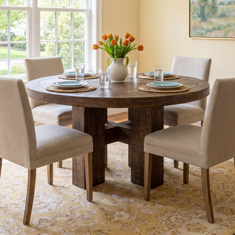 Armino 60" Solid Wood Dining Table, Gray