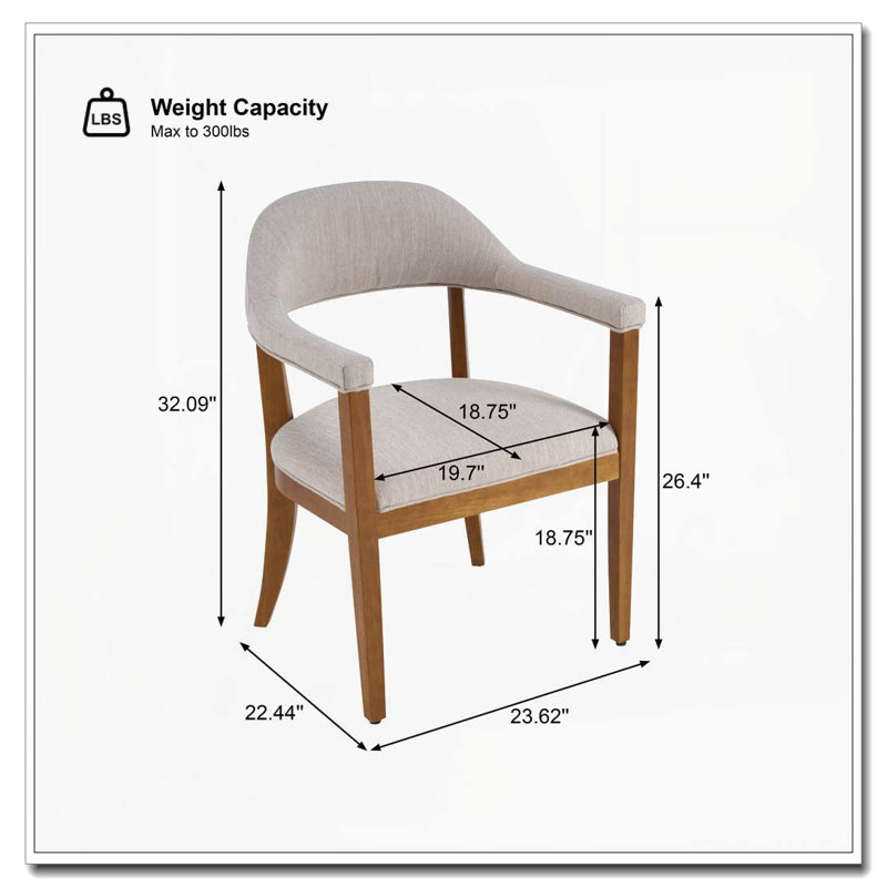 Ensemble de chaises de salle à manger avec accoudoirs avec cadre en bois, Beige, noyer