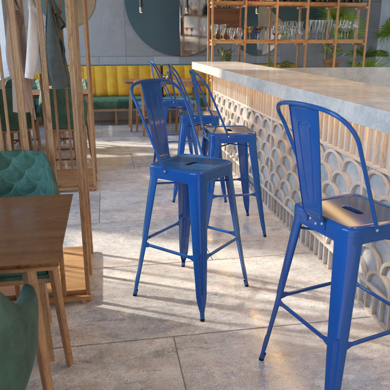 Tabouret de bar Iddings, Bleu lustré, 1, Tabouret de bar (siège d'une hauteur de 30 po)