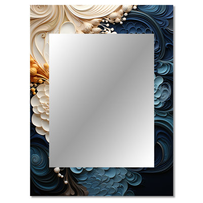 Liquid Ink Spiral IV - Abstract Spirals Mirror, Gold Decorative Wall Mirror, Printed Metal Art