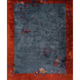 Rectangle Chinese - Art Deco Knotted Antique 1920s Wool Room Size Rug