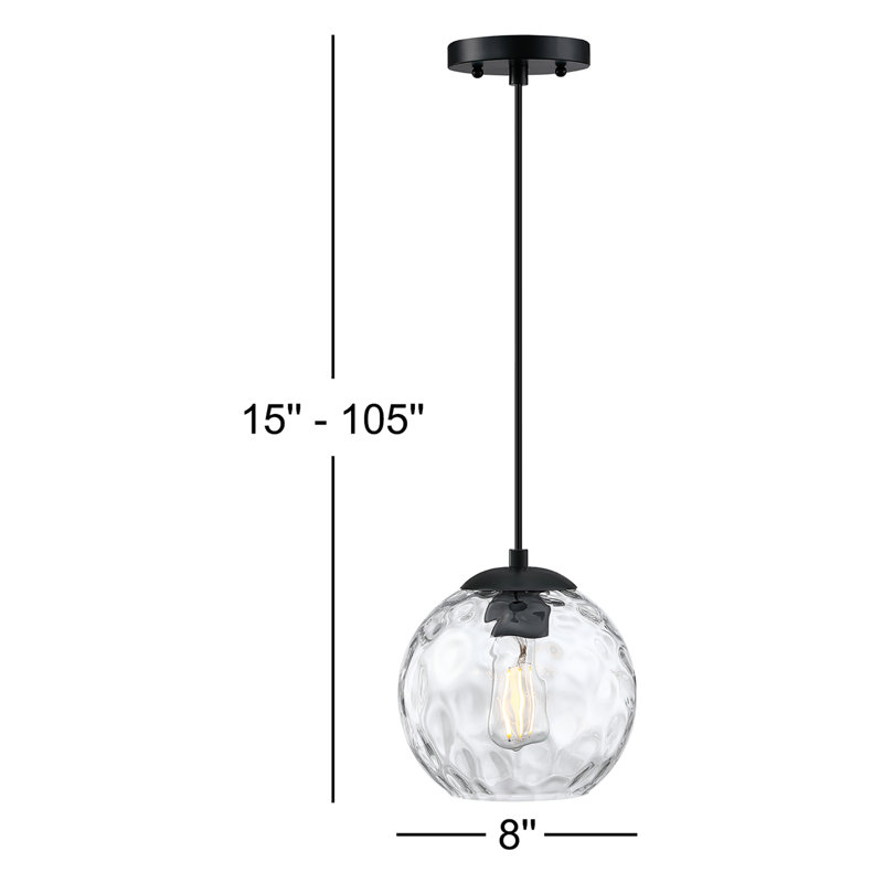 Koontz 1-Light Hammered Glass Globe Single Pendant, Brushed Nickel