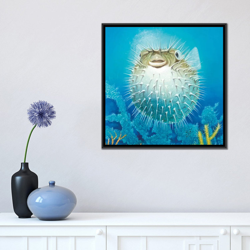 Art sur toile décoratif "fisher fish", H 37 po x l 37 po x P 1,5 po, Non mat, Toile avec cadre noir