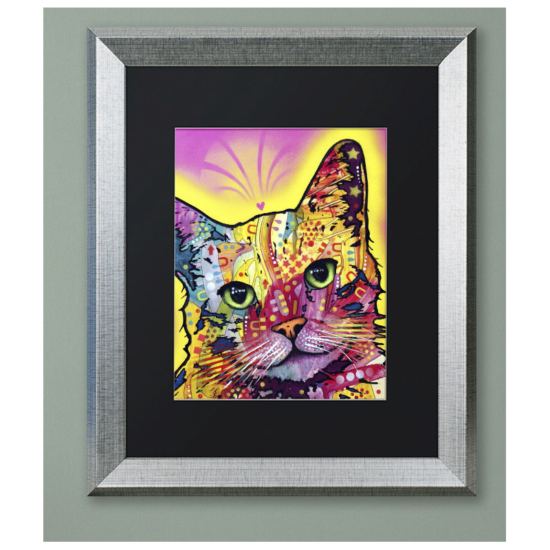 « inclinable cat », impression, Noir, Cadre argenté, H 14 po x l 11 po x P 0,5 po