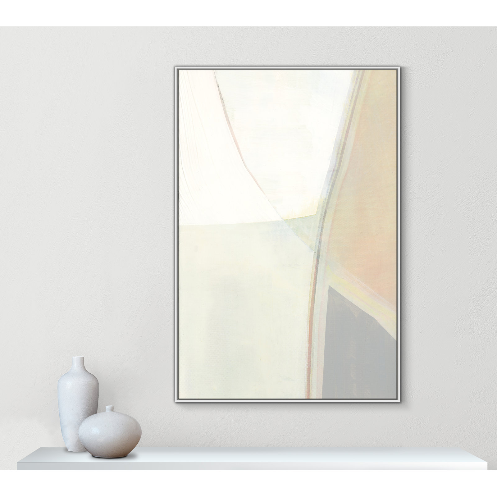 Alexandria "In Neutral II" Painting by Cartissi, White Framed Canvas, 61.5" H x 41.5" W x 2" D