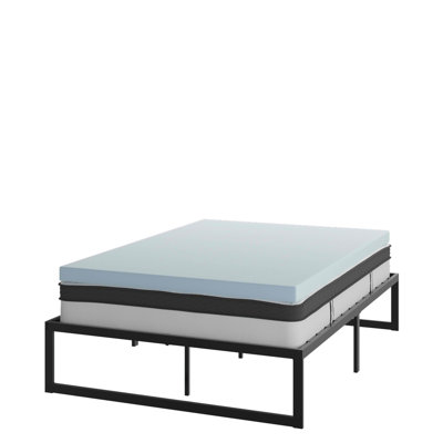 Metal Platform Bed Frame with 10 Inch Pocket Spring Mattress and 3 Inch Memory Foam Topper -  Alwyn Home, D32C75A1BF2B43388ECCD65413DBBAC3