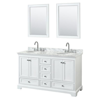Deborah 60'' Double Bathroom Vanity with Marble Top